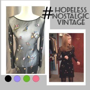 Black embroidered mesh dress by Vivenne Tam ASO Rachel Green- Never worn!